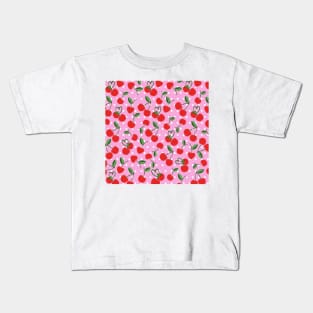 Cherry Pattern Background Pink Kids T-Shirt